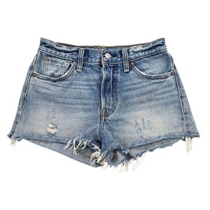 Levi's Premium 501 Button Fly Cutoff Shorts Handmade‎ White Oak Cone Denim sz 26